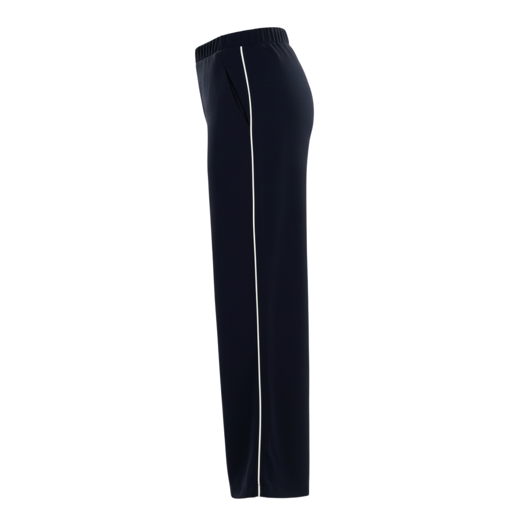 The NES Piped Gin Pants – a best-selling fit with elastic waist, side piping and 32" length. Comfortable, polished and designed for everyday wear.