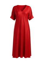 The NES Remi Satin Dress by N-E-S. A floaty chiffon maxi with kimono sleeves, V neckline and soft movement. Made in NZ.
