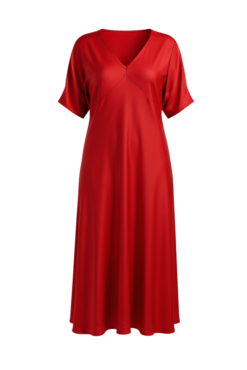 The NES Remi Satin Dress by N-E-S. A floaty chiffon maxi with kimono sleeves, V neckline and soft movement. Made in NZ.