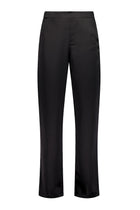 The NES Gin Satin Pant – a straight leg hammered satin pant with flat front, elastic back and fluid drape. Available in Black and Ink. NZ made.