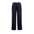The NES Gin Satin Pant – a straight leg hammered satin pant with flat front, elastic back and fluid drape. Available in Black and Ink. NZ made.