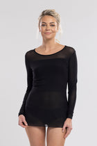 The NES Soul Top – a soft nylon mesh long sleeve base layer with a streamlined fit. Perfect for layering under dresses, shirts and knitwear. NZ made.
