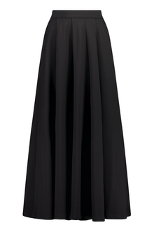 The NES Zadie Skirt by N-E-S – a full length ponte skirt with outward pleats, elastic back insert and clean modern fit. NZ made in Black or Latte.