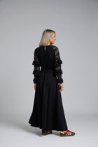 The NES Zadie Skirt by N-E-S – a full length ponte skirt with outward pleats, elastic back insert and clean modern fit. NZ made in Black or Latte.