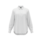 The NES Zola Shirt – an oversized cotton stripe shirt with kimono shape and drop-back detail. Lightweight, modern and NZ made.