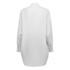 The NES Zola Shirt – an oversized cotton stripe shirt with kimono shape and drop-back detail. Lightweight, modern and NZ made.