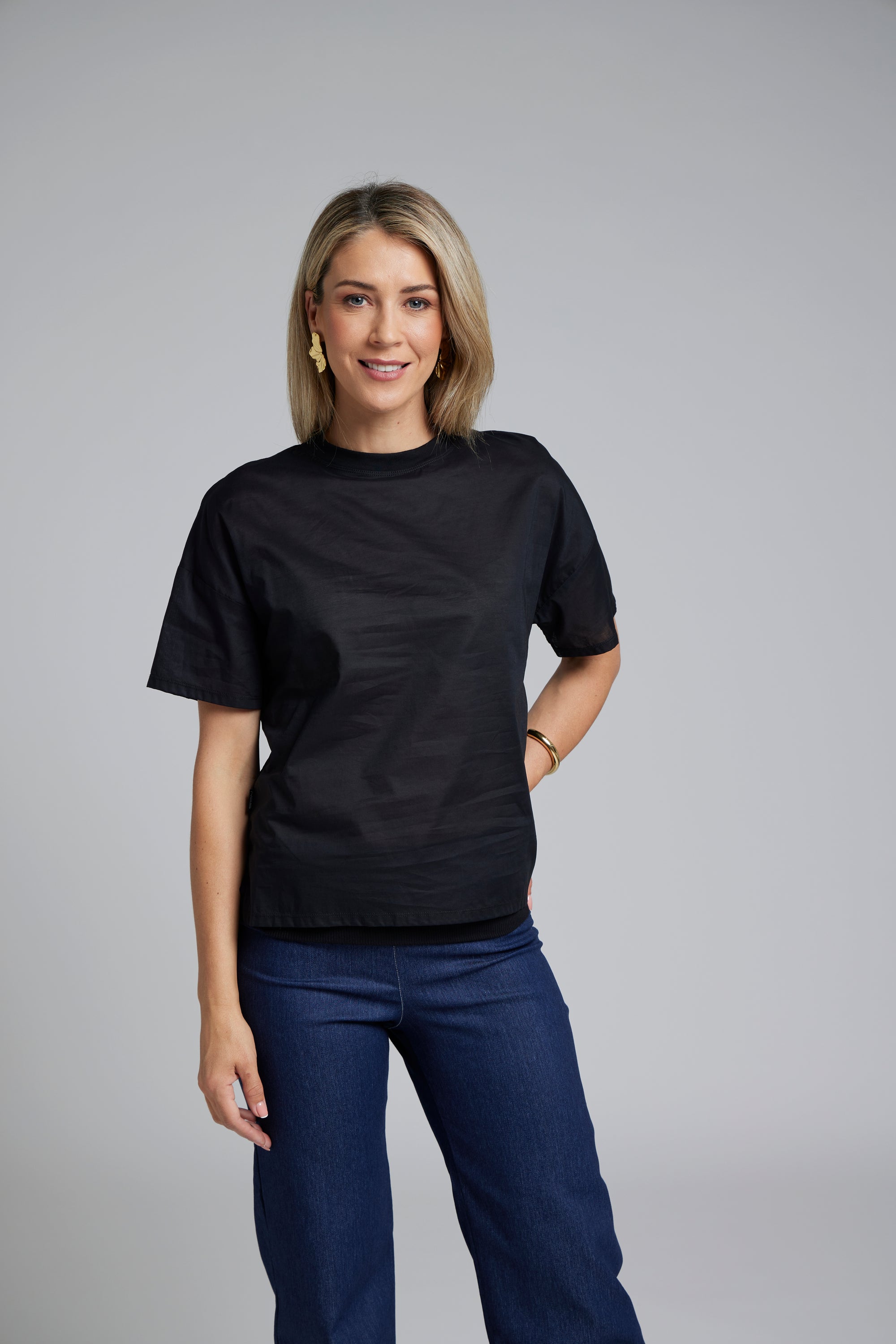 Nes Haley Tee. Black cotton made in NZ