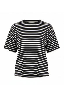 The NES Lee Tee Stripe – a relaxed striped tee with soft stretch, boxy fit and high-low hem. Easy, versatile and NZ made.
