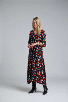 The NES Remi Dress by N-E-S – a floaty chiffon maxi with kimono sleeves, V neckline and soft movement. Designed to layer over a N-E-S Lattice Slip. Made in NZ.