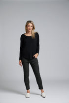 The NES Section Pant – a best-selling stretch pant with elastic waist and panel detail. Flattering, versatile and NZ made.