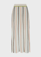  POL - TEDD KNIT SKIRT
The Tedd Knit Skirt combines our signature knitted pleat detailing with pointelle stitch, and a stunning intarsia pattern in three key colourways.
-Striped elasticised waistband - pull on style.-Half lining.-Spiked intarsia detailing from the hem up.-Vertical two tone stripe detailing separates pointelle stitch and jersey intarsia knit panels to create a multi-textured look you won't find anywhere else.-Midi length, a-line 