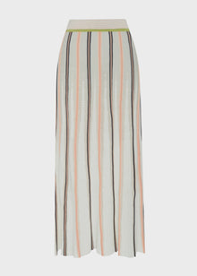  POL - TEDD KNIT SKIRT
The Tedd Knit Skirt combines our signature knitted pleat detailing with pointelle stitch, and a stunning intarsia pattern in three key colourways.
-Striped elasticised waistband - pull on style.-Half lining.-Spiked intarsia detailing from the hem up.-Vertical two tone stripe detailing separates pointelle stitch and jersey intarsia knit panels to create a multi-textured look you won't find anywhere else.-Midi length, a-line 