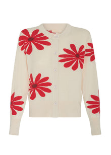 POL | LASK DAISY CARDI
-Round, ribbed neckline.
-Matching button closure through the centre front.
-Soft lightweight cotton yarn - perfect for layering in Spring.
-Intarsia Daisy detail - petals in cotton, centre in lurex yarn.
-Full length sleeves - deep ribbed cuffs.
-Regular fit through the body.
-Deep ribbed hem.
-Marisa is 179cm tall and a size 8, wearing a size S in all colours.
-Approximate length in cm by size: XS/52cm, S/53cm, M/54cm, L/55cm, XL/56cm.
-97% Cotton / 3% Metallic.