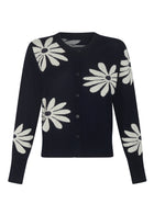 POL | LASK DAISY CARDI
-Round, ribbed neckline.
-Matching button closure through the centre front.
-Soft lightweight cotton yarn - perfect for layering in Spring.
-Intarsia Daisy detail - petals in cotton, centre in lurex yarn.
-Full length sleeves - deep ribbed cuffs.
-Regular fit through the body.
-Deep ribbed hem.
-Marisa is 179cm tall and a size 8, wearing a size S in all colours.
-Approximate length in cm by size: XS/52cm, S/53cm, M/54cm, L/55cm, XL/56cm.
-97% Cotton / 3% Metallic.