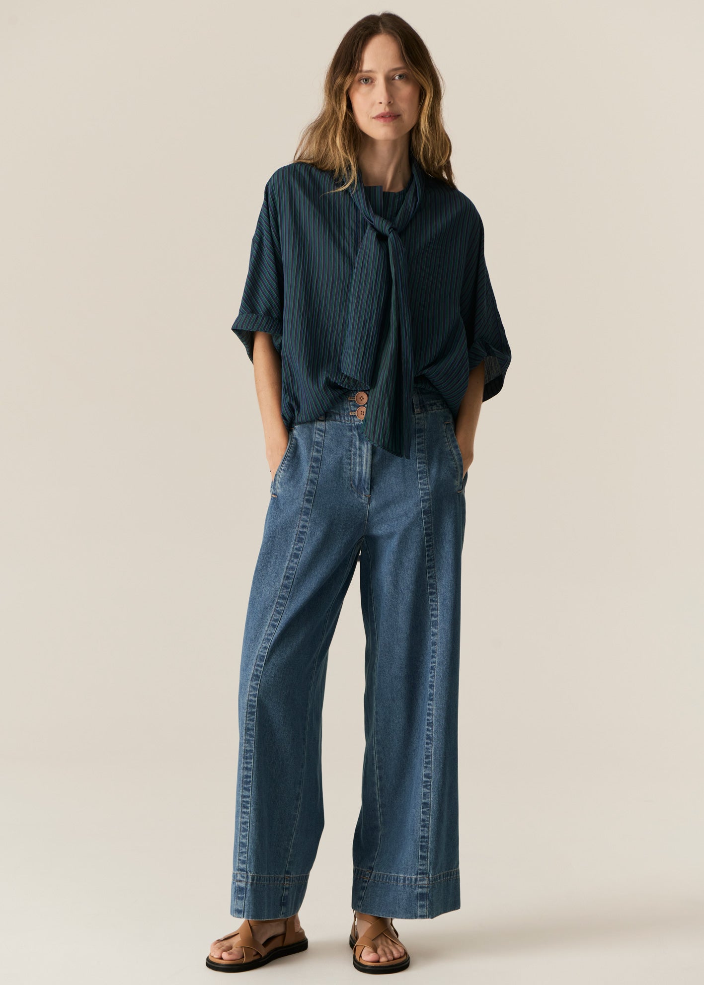 Made from a Linen and Cotton blend, the POL Sela Multi Striped Knit is back in a new colourway for Spring! This is the perfect lightweight, long-sleeved piece for layering in transseasonal weather.
-Round ribbed neckline - striped detailing.
-Raglan sleeves.
-Full length sleeves - ribbed cuffs.
-Classic fit - designed to sit close to the body.
-Ribbed hem