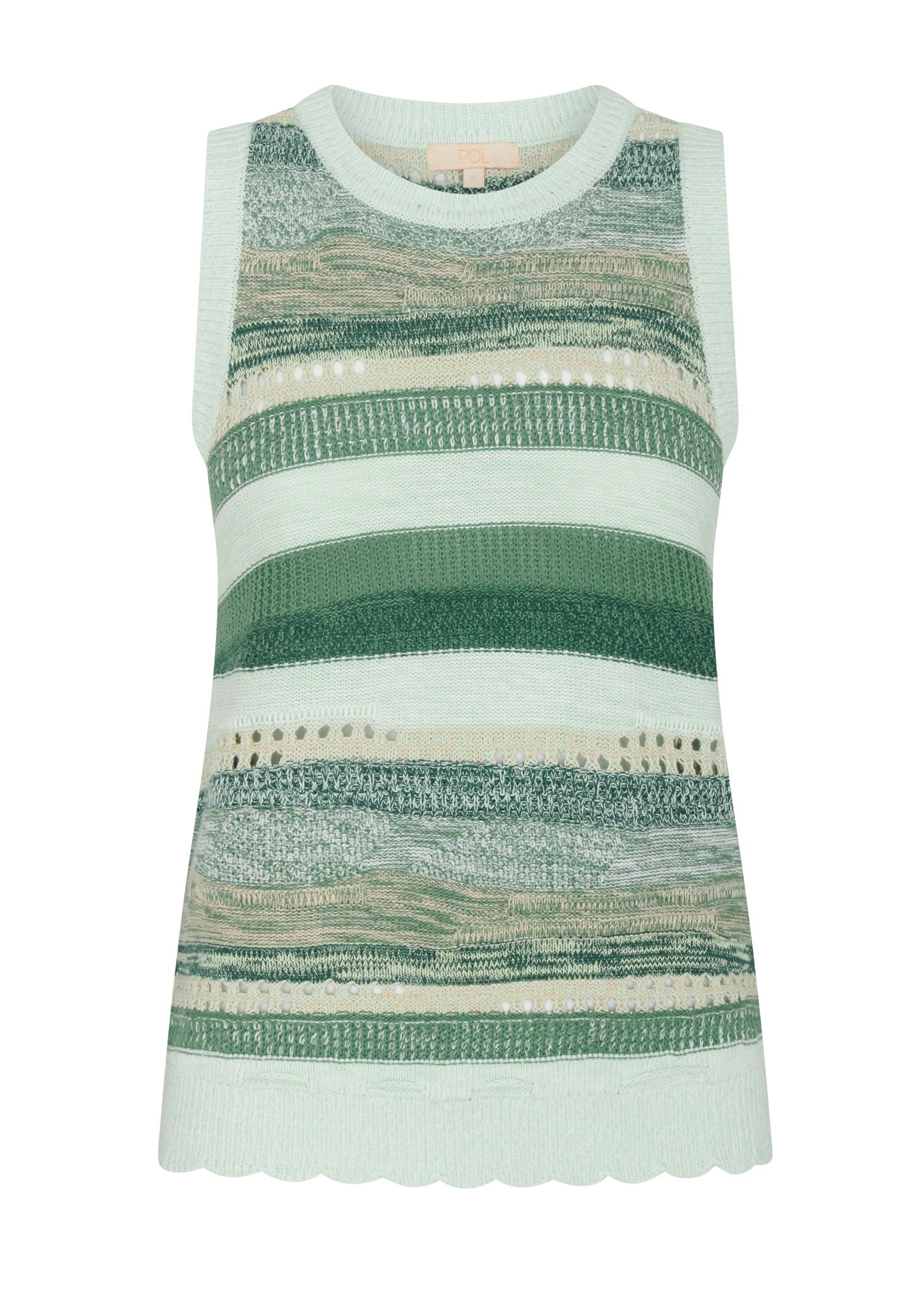The POL Marc Multistripe Tank features multiple textures and knit stitches in two key colour ways.

-Round ribbed neckline.
-Sleeveless design.
-Ribbed armholes.
-Regular fit through the body.