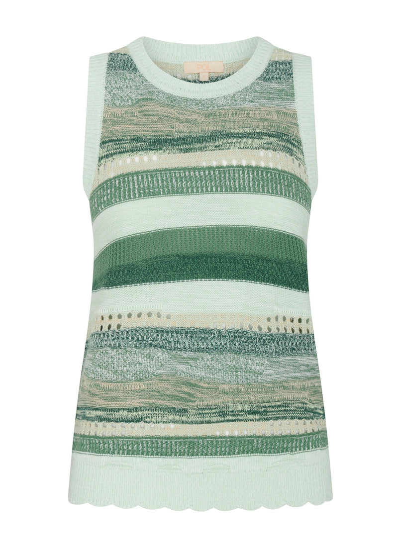 The POL Marc Multistripe Tank features multiple textures and knit stitches in two key colour ways.

-Round ribbed neckline.
-Sleeveless design.
-Ribbed armholes.
-Regular fit through the body.