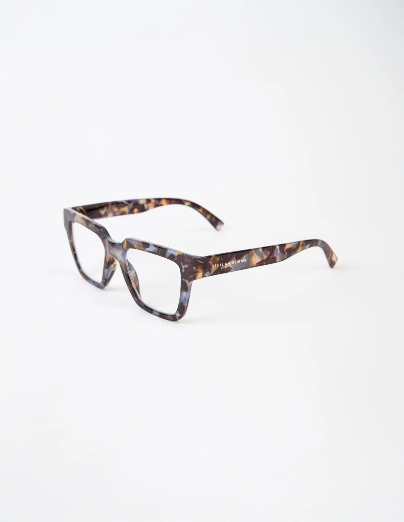 STELLA + GEMMA | AUDREY READERS | BLUE/TORT - Polycarbonate with acrylic lens