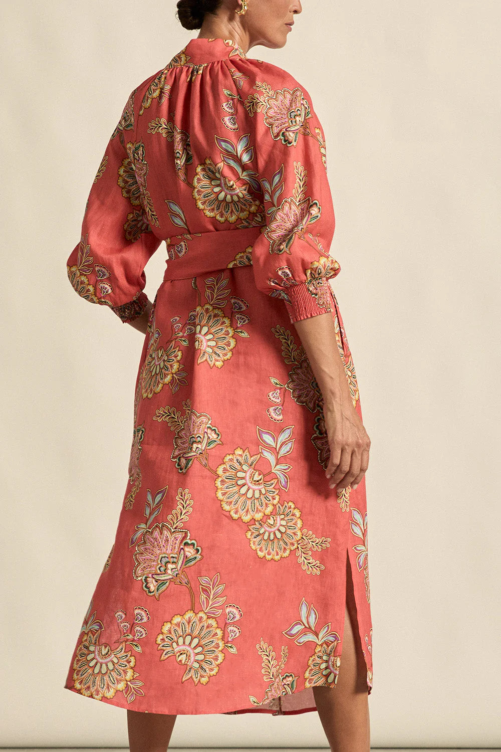 ZOE KRATZMANN | FLOURISH DRESS

The flourish dress brings elevated ease to everyday moments. Crafted in pure linen, it pairs tailored notes with natural flow, ideal for warm weather and versatile wear.

100% lightweight linen for breathability
rounded high stand collar with shell button detail
3/4 blouson sleeve with elastic cuff
wide self-tie belt offers versatile shaping
relaxed silhouette with side split for ease of movement
effortless for daywear, polished for special occasions