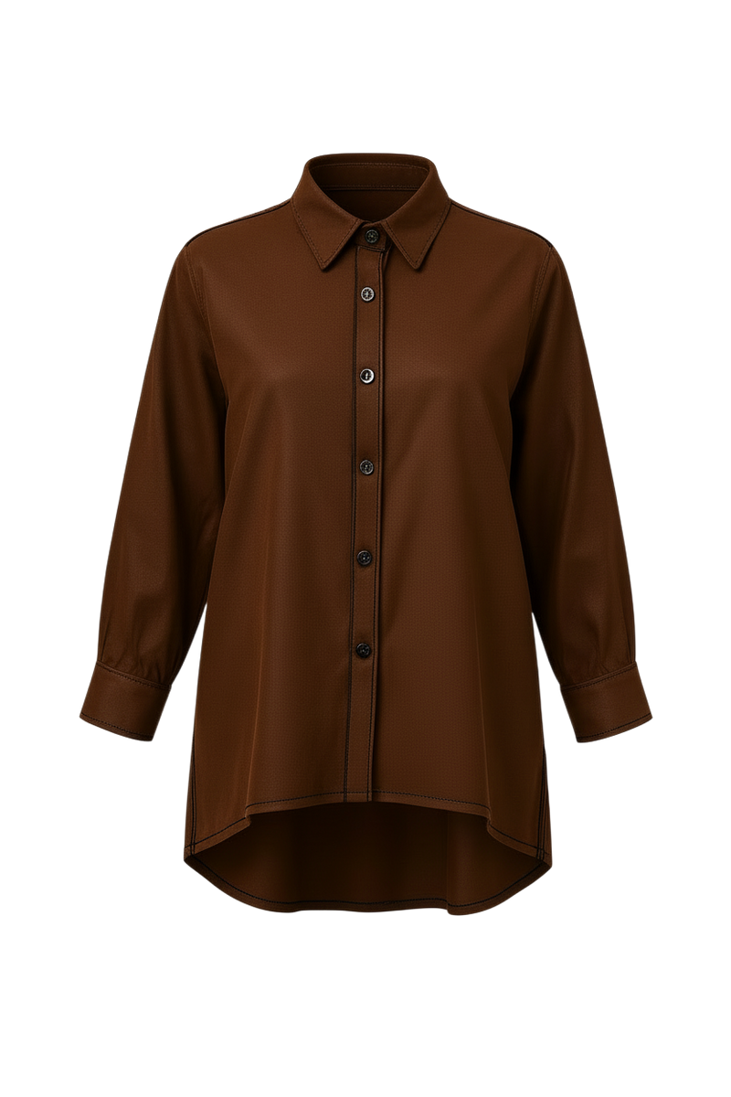 N-E-S | ZOLA LINEN SHIRT | white, dark cocoa