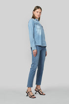 Della is a slim Straight Leg Jeans crafted in comfort stretch 11 oz denim. The Length is ankle height and styled up for an elegant look.

Model Wears Size 8/Small and is 176cm tall

Composition: Stretch Denim - 94% Cotton 5% Elasterell 1% Elastane

BRAND: Dricoper