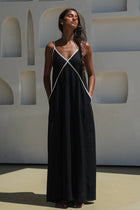 LILLY PILLY | AZALEA LINEN DRESS | black, oatmeal