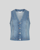 MSCH | ELI ADA DENIM VEST

The Eli Ada vest is a suit inspired vest but recreated in a denim quality. The vest features cutline details to enhance your figure, silver buttons and an adjustable strap on the back to ensure it fits you perfectly. Style it with the matching Eli Ada jeans.

This vest has a tailored fit. The model is 173cm and wears s size S.

Composition: 100% Certified Organic Cotton.