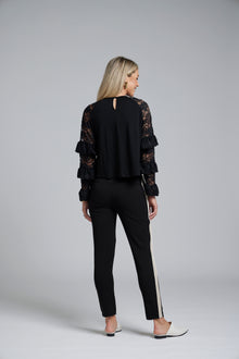 The NES Lilly Piped Pant by N-E-S – a 7/8 straight leg pant with contrast piping, soft stretch fabric and sport-luxe detailing. Comfortable, polished and NZ made.