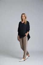 The NES Lilly Piped Pant by N-E-S – a 7/8 straight leg pant with contrast piping, soft stretch fabric and sport-luxe detailing. Comfortable, polished and NZ made.
