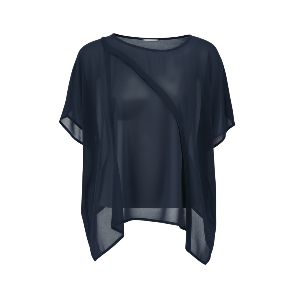 The NES Luna Top – a sheer chiffon top with exposed seams and relaxed fit. Perfect for layering. Lightweight and NZ made.