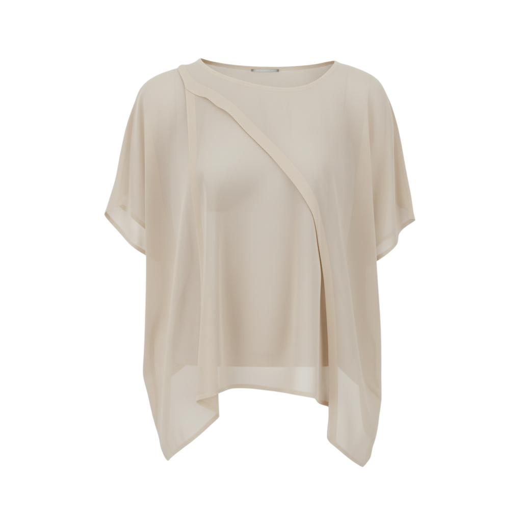 The NES Luna Top – a sheer chiffon top with exposed seams and relaxed fit. Perfect for layering. Lightweight and NZ made.