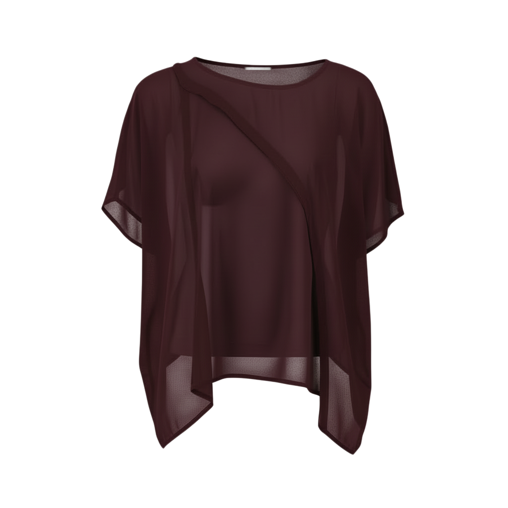 The NES Luna Top – a sheer chiffon top with exposed seams and relaxed fit. Perfect for layering. Lightweight and NZ made.