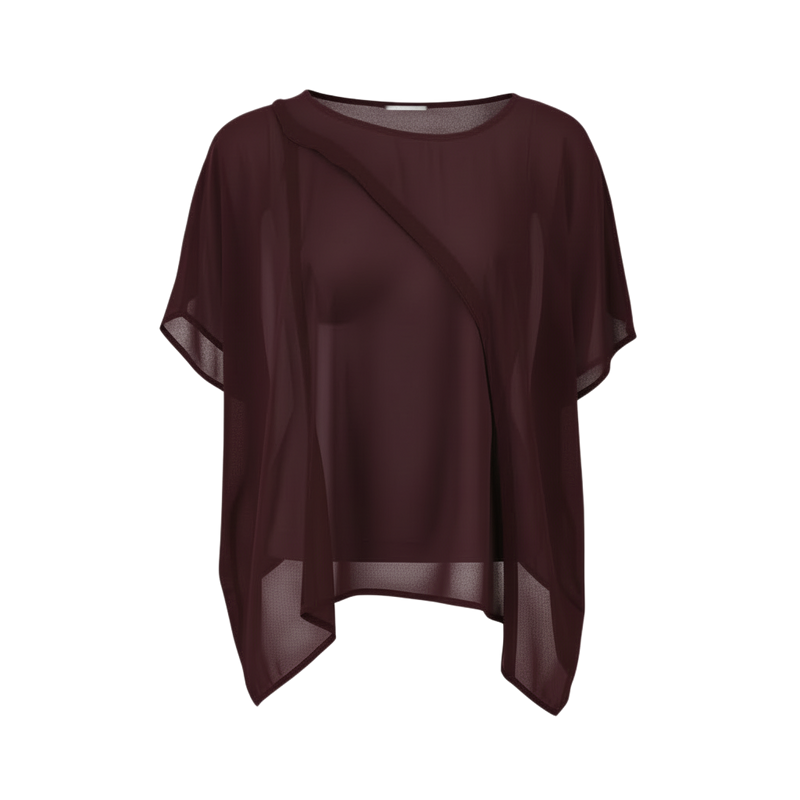 The NES Luna Top – a sheer chiffon top with exposed seams and relaxed fit. Perfect for layering. Lightweight and NZ made.