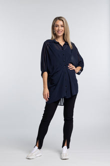 The NES Obi Shirt – a sheer chiffon shirt with relaxed fit and adjustable waist. Lightweight, versatile and NZ made.