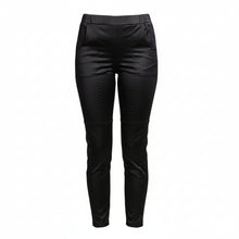 The NES Satin Section Black Pant – a stretch satin pant with elastic waist and panel detail. Elegant, versatile and NZ made.