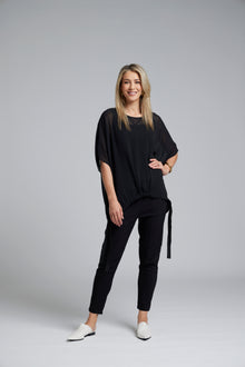 The NES Section Pant – a best-selling stretch pant with elastic waist and panel detail. Flattering, versatile and NZ made.