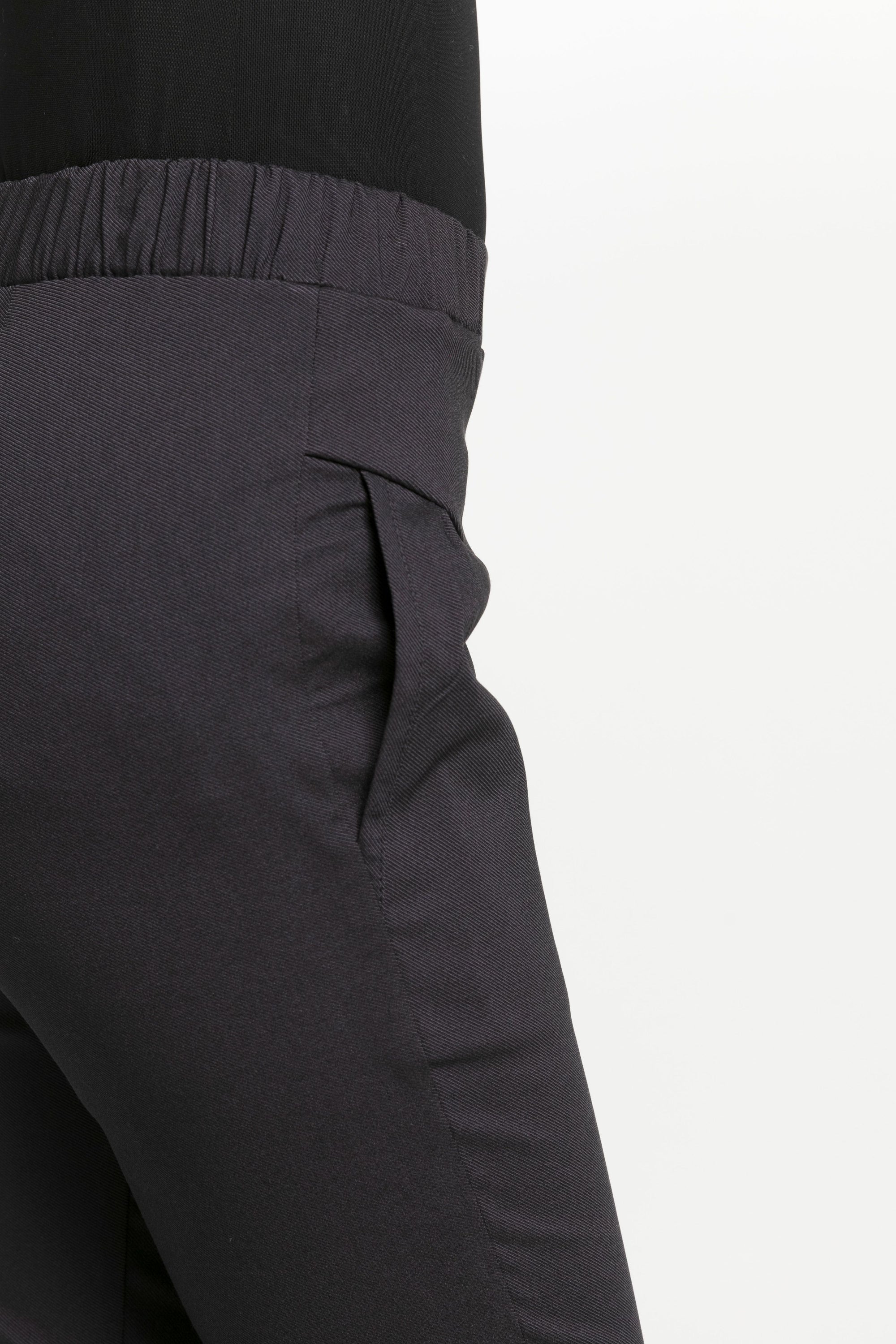 The NES Dartsta Pants by N-E-S – softly tapered pants with dart detailing, flat front and elastic back waist. Comfortable, timeless and NZ made.