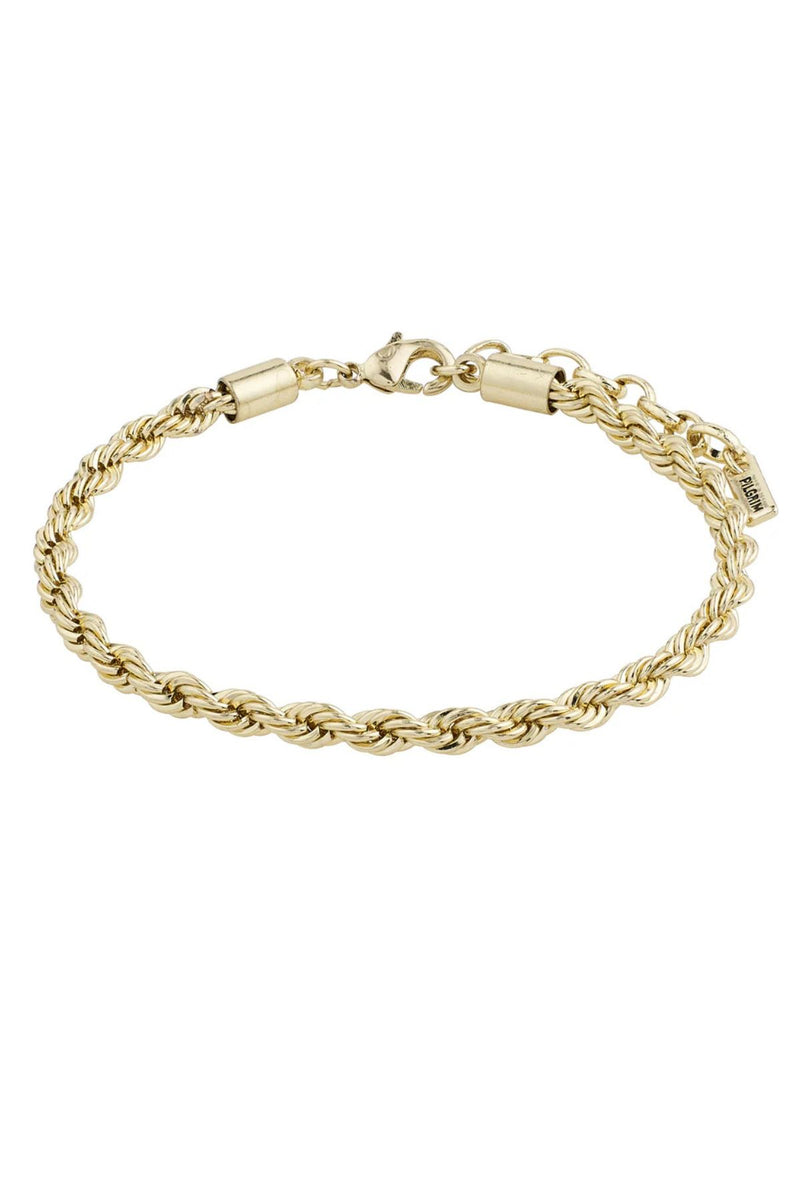 Discover a classic style with new shapes and try out the Pam bracelet  by Pilgrim from our Classic collection. The twisted cord chain is a must-have item of today. A chunky but stylish design that can be worn again and again.

Available in Gold-plated &amp; Silver-plated
Create a layered look in combination with other bracelets
The bracelet measures 16 + 3 cm and can be adjusted to your wrist
Get a luxurious, timeless look with the twisted shapes
Made from 92% recycled material