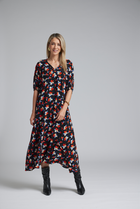 The N-E-S Remi Dress – a floaty chiffon maxi with kimono sleeves, V neckline and soft movement. Designed to layer over a N-E-S Lattice Slip. Made in NZ.