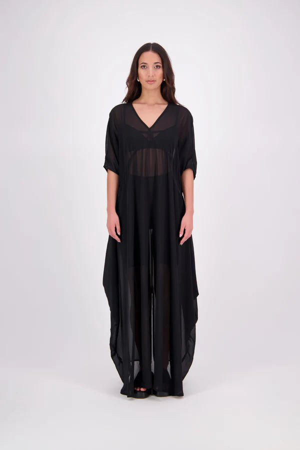 The N-E-S Remi Dress is a dreamy maxi style crafted in sheer chiffon, designed to be worn over a N-E-S Lattice Slip. Featuring floaty kimono sleeves, a soft V-neckline with a scoop back (or wear it reversed), and a slight barrel hem created by unique side seam panels that flow from the centre front. Finished at lower calf length for graceful movement—this dress brings effortless elegance to any occasion.
Our model is 174cm and wears XS/S (8-10)
Composition: polyester Chiffon
Designed in New Zealand